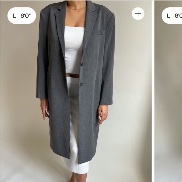 NEW Djerf Avenue Forever Coat Long Button Oversized Blazer in Grey size small - Picture 9 of 14